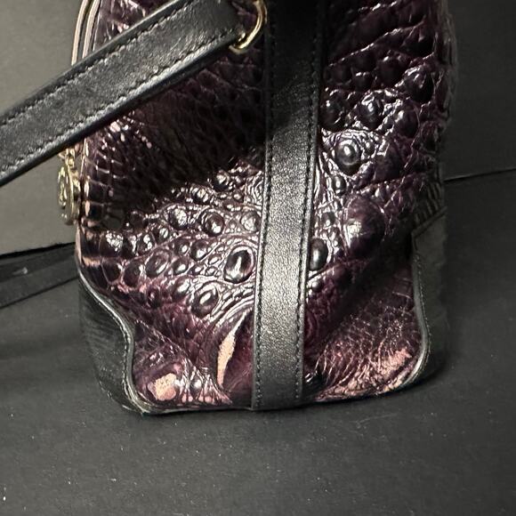 Brahmin Duxbury Croc Embossed Stachel Bag Purse Plum Brown Please READ details - Picture 12 of 12